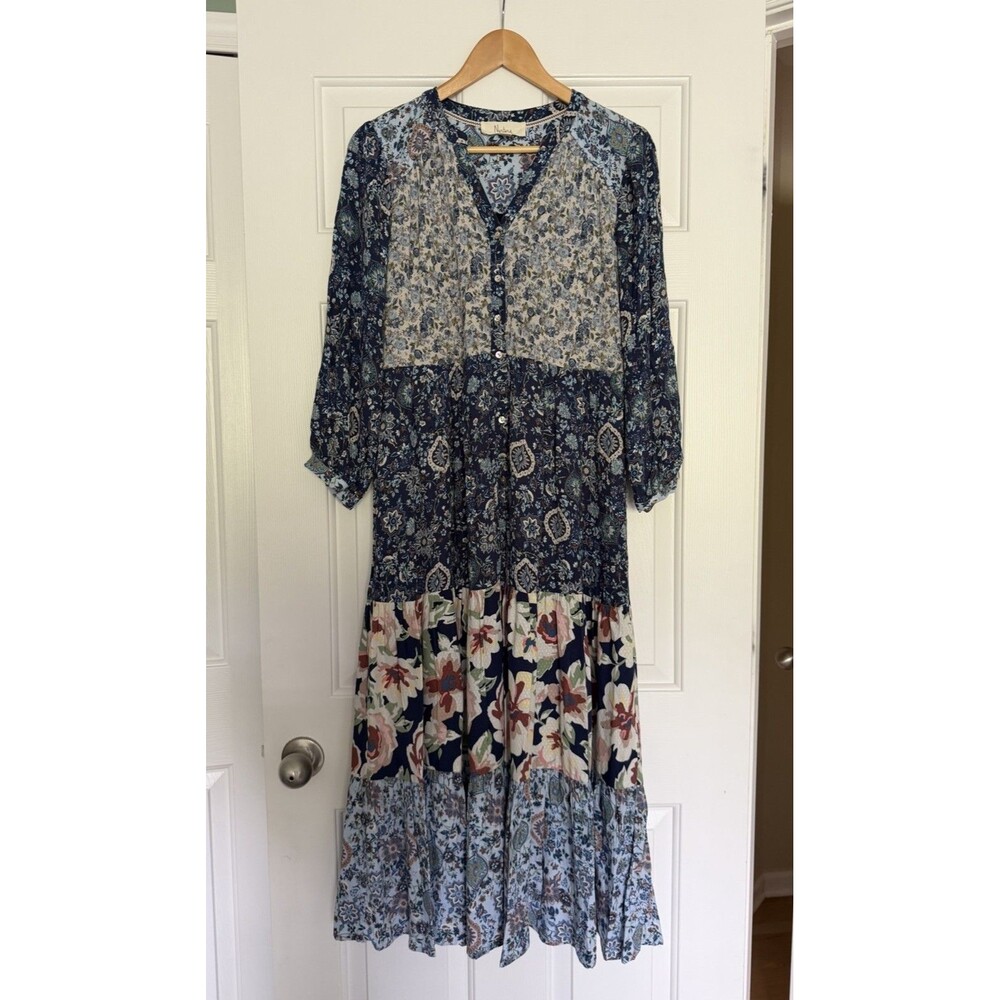 Nurture Westbound Maxi Dress Blue Patterns Size Small NWT Boho